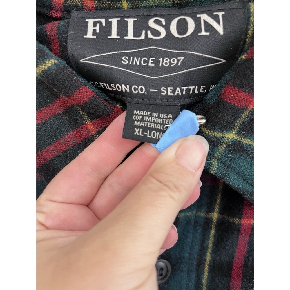 Filson Limited Edition Mackinaw Jac Shirt Red Green Gold Black XL Long USA - Picture 4 of 8